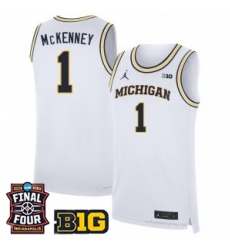 Men Michigan Wolverines Trey Mckenney #1 Jordan Stitched White Final FOUR Patch Jersey Men Michigan Wolverines Trey Mckenney #1 Jordan Stitched White Final FOUR Patch Jersey