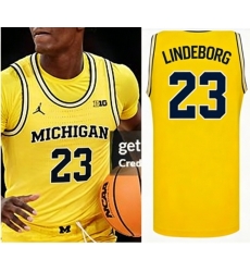 Men Michigan Wolverines Yaxel Lendeborg #23 Jordan Stitched Yellow Jersey Men Michigan Wolverines Yaxel Lendeborg #23 Jordan Stitched Yellow Jersey