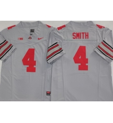 Men Ohio State Buckeyes #4 Jeremiah Smith Gray Stitched NCAA Jersey Men Ohio State Buckeyes #4 Jeremiah Smith Gray Stitched NCAA Jersey