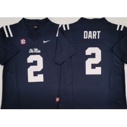 Men Ole Miss Rebels White #2 Jaxson Dart Light Blue Stitched NCAA Jersey