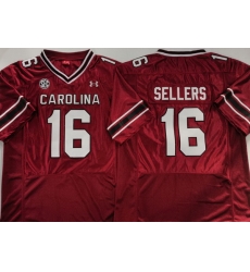 Men South Carolina Gamecock White #16 LaNorris SELLERS Red Stitched NCAA Jersey Men South Carolina Gamecock White #16 LaNorris SELLERS Red Stitched NCAA Jersey