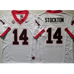 Men Georgia Bulldogs White #14 Gunner Stockton Stitched NCAA Jersey