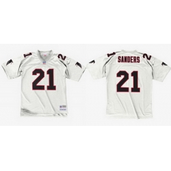 Men Atlanta Falcons 21 Deion Sanders White 1992 Throwback Stitched Football Jersey