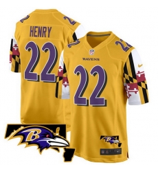 Men Baltimore Ravens 22 Derrick Henry Gold 2025 Maryland Flag Vapor Limited Football Game Jersey Men Baltimore Ravens 22 Derrick Henry Gold 2025 Maryland Flag Vapor Limited Football Game Jersey