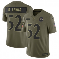 Men Baltimore Ravens 52 Ray Lewis Olive 2025 F U S E  Salute to Service Limited Football Jersey