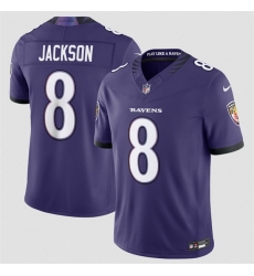 Men Baltimore Ravens  8 Lamar Jackson Purple 2026 F U S E Vapor Stitched Limited Football Jersey