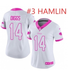 Women Buffalo Bills HAMLIN #3 White Pink Color Rush Fashion NFL Nike Limited Jersey Women Buffalo Bills HAMLIN #3 White Pink Color Rush Fashion NFL Nike Limited Jersey
