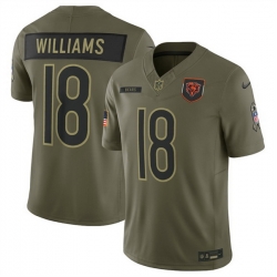 Men Chicago Bears 18 Caleb Williams Olive 2025 Salute to Service Limited Stitched Football Jersey