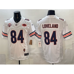 Men Chicago Bears 84 Colston Loveland White F U S E  2025 NFC North Champions  26 VMH Patch Vapor Untouchable Limited Stitched Football Jersey