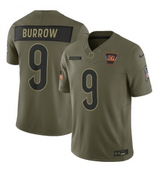 Men Cincinnati Bengals 9 Joe Burrow Olive 2025 Salute to Service Limited Stitched Football Jersey Men Cincinnati Bengals 9 Joe Burrow Olive 2025 Salute to Service Limited Stitched Football Jersey