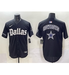Men Dallas Cowboys Team Big Logo Black Gothic Lone Star Edition Limited Stitched Baseball Jersey 1 Men Dallas Cowboys Team Big Logo Black Gothic Lone Star Edition Limited Stitched Baseball Jersey 1