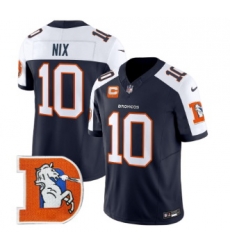 Men Denver Broncos 10 Bo Nix Navy Throwback Vapor Limited Navy Alternate Jersey Men Denver Broncos 10 Bo Nix Navy Throwback Vapor Limited Navy Alternate Jersey