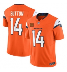 Men Denver Broncos 14 Courtland Sutton Orange 2025 F U S E With 4 Star C Patch Vapor Limited Stitched Football Jersey Men Denver Broncos 14 Courtland Sutton Orange 2025 F U S E With 4 Star C Patch Vapor Limited Stitched Football Jersey