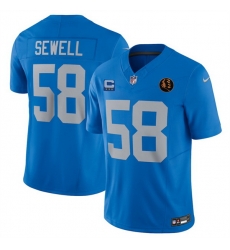 Men Detroit Lions 58 Penei Sewell Blue 2025 F U S E With 3 Star C Patch And John Madden Patch Vapor Limited Stitched Jersey Men Detroit Lions 58 Penei Sewell Blue 2025 F U S E With 3 Star C Patch And John Madden Patch Vapor Limited Stitched Jersey