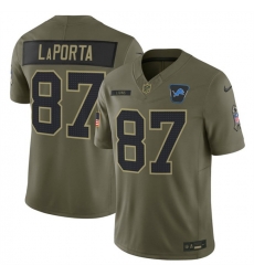 Men Detroit Lions 87 Sam LaPorta Olive 2025 F U S E  Salute to Service Limited Stitched Football Jersey