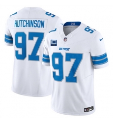 Men Detroit Lions 97 Aidan Hutchinson White 2025 F U S E  With 2 Star C Patch Vapor Limited Stitched Jersey
