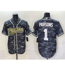 Men Green Bay Packers 1 Micah Parsons Grey Camo Cool Base Stitched Baseball Jersey Men Green Bay Packers 1 Micah Parsons Grey Camo Cool Base Stitched Baseball Jersey