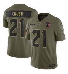 Men Houston Texans 21 Nick Chubb Olive 2025 F U S E  Salute to Service Limited Stitched Football Jersey