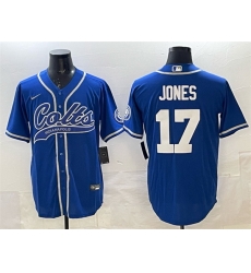 Men Indianapolis Colts 17 Daniel Jones Royal Cool Base Stitched Baseball Jersey Men Indianapolis Colts 17 Daniel Jones Royal Cool Base Stitched Baseball Jersey