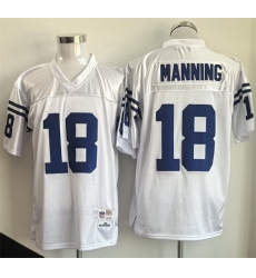 Men Indianapolis Colts 18 Peyton Manning White Throwback Stitched Football Jersey Men Indianapolis Colts 18 Peyton Manning White Throwback Stitched Football Jersey