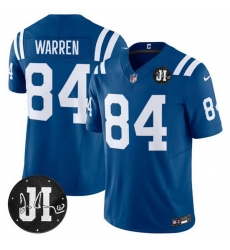 Men Indianapolis Colts 84 Tyler Warren Blue 2025 F U S E Jim Irsay Patch Vapor Limited Stitched Football Jersey Men Indianapolis Colts 84 Tyler Warren Blue 2025 F U S E Jim Irsay Patch Vapor Limited Stitched Football Jersey