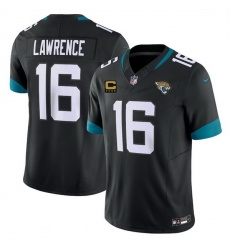 Men Jacksonville Jaguars 16 Trevor Lawrence Black 2025 With 4 Star C Patch F U S E Vapor Limited Stitched Football Jersey Men Jacksonville Jaguars 16 Trevor Lawrence Black 2025 With 4 Star C Patch F U S E Vapor Limited Stitched Football Jersey