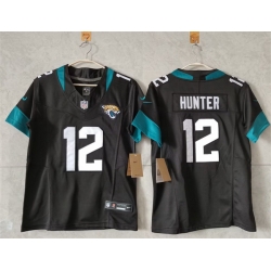 Women Jacksonville Jaguars 12 Travis Hunter Black 2024 F U S E Vapor Limited Stitched Football Jersey 
