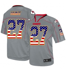 Nike Chiefs #27 Kareem Hunt Grey Mens Stitched NFL Elite USA Flag Fashion Jersey Nike Chiefs #27 Kareem Hunt Grey Mens Stitched NFL Elite USA Flag Fashion Jersey