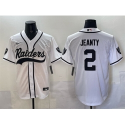Men Las Vegas Raiders 2 Ashton Jeanty White Cool Base Stitched Baseball Jersey