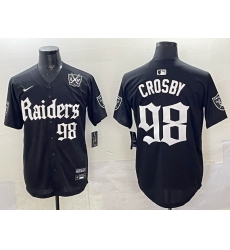 Men Las Vegas Raiders 98 Maxx Crosby Black Gothic Sin City Shadows Edition With 65th Anniversary Patch Vapor Limited Stitched Baseball Jersey Men Las Vegas Raiders 98 Maxx Crosby Black Gothic Sin City Shadows Edition With 65th Anniversary Patch Vapor Limited Stitched Baseball Jersey