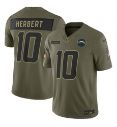 Men Los Angeles Chargers 10 Justin Herbert Olive 2025 Salute to Service Limited Stitched Football Jersey Men Los Angeles Chargers 10 Justin Herbert Olive 2025 Salute to Service Limited Stitched Football Jersey