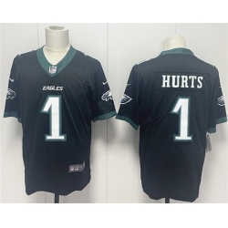 Men Philadelphia Eagles 1 Jalen Hurts Black 2024 New Vapor Untouchable Limited Stitched Football Jersey