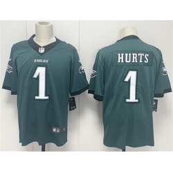 Men Philadelphia Eagles 1 Jalen Hurts Green 2024 New Vapor Untouchable Limited Stitched Football Jersey