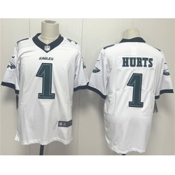 Men Philadelphia Eagles 1 Jalen Hurts White 2024 New Vapor Untouchable Limited Stitched Football Jersey