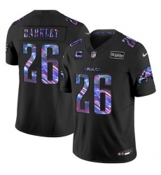 Men Philadelphia Eagles 26 Saquon Barkley Black 2024 Crucial Catch F U S E  With 4 Star C Patch Vapor Limited Stitched Football Jersey