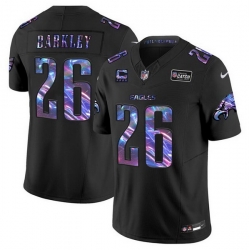 Men Philadelphia Eagles 26 Saquon Barkley Black 2024 Crucial Catch F U S E  With 4 Star C Patch Vapor Limited Stitched Football Jersey