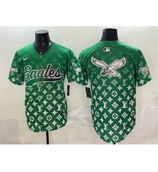 Men Philadelphia Eagles Team Big Logo Green With Patch Limited Stitched Baseball Jersey Men Philadelphia Eagles Team Big Logo Green With Patch Limited Stitched Baseball Jersey