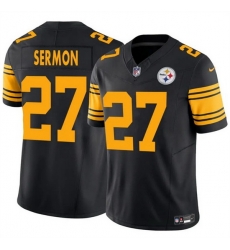 Men Pittsburgh Steelers 27 Trey Sermon Black 2025 F U S E Color Rush Vapor Untouchable Limited Stitched Jersey Men Pittsburgh Steelers 27 Trey Sermon Black 2025 F U S E Color Rush Vapor Untouchable Limited Stitched Jersey
