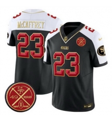 Men San Francisco 49ers 23 Christian McCaffrey Black Alternate F U S E Est 1946 Patch Vapor Limited Stitched Football Jersey Men San Francisco 49ers 23 Christian McCaffrey Black Alternate F U S E Est 1946 Patch Vapor Limited Stitched Football Jersey