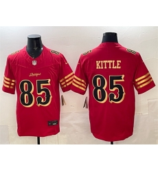 Men San Francisco 49ers 85 George kittle Red Gold 2025 F U S E Rivalries Vapor Limited Stitched Football Jersey