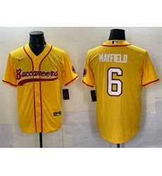 Men Tampa Bay Buccaneers 6 Baker Mayfield Gold Cool Base Stitched Baseball Jersey Men Tampa Bay Buccaneers 6 Baker Mayfield Gold Cool Base Stitched Baseball Jersey