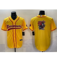 Men Tampa Bay Buccaneers Team Big Logo Gold Cool Base Stitched Baseball Jersey Men Tampa Bay Buccaneers Team Big Logo Gold Cool Base Stitched Baseball Jersey