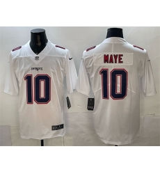 Men New England Patriots 10 Drake Maye White Fashion Vapor Untouchable Limited Stitched Football Jersey