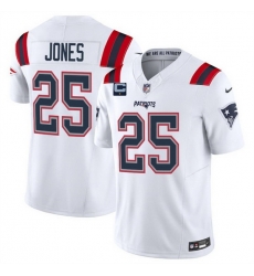 Men New England Patriots 25 Marcus Jones White 2025 F U S E With 1 Star C Patch Vapor Limited Stitched Football Jersey Men New England Patriots 25 Marcus Jones White 2025 F U S E With 1 Star C Patch Vapor Limited Stitched Football Jersey