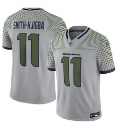 Men Seattle Seahawks 11 Jaxon Smith Njigba Grey 2025 F U S E Rivalries Vapor Untouchable Limited Stitched Football Jersey