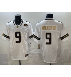 Men Seattle Seahawks 9 Kenneth Walker III White Gold 2025 F U S E 50th Season Patch Vapor Limited Stitched Football Jersey Men Seattle Seahawks 9 Kenneth Walker III White Gold 2025 F U S E 50th Season Patch Vapor Limited Stitched Football Jersey