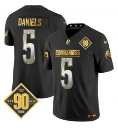 Men Washington Commanders 5 Jayden Daniels Black Gold F U S E 90th Anniversary Vapor Limited Stitched Football Jersey Men Washington Commanders 5 Jayden Daniels Black Gold F U S E 90th Anniversary Vapor Limited Stitched Football Jersey