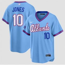 Men Atlanta Braves  10 Chipper Jones Powder Blue 2026 City Connect Stadium Stitched Baseball Jersey