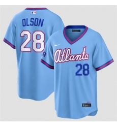 Men Atlanta Braves  28 Matt Olson Powder Blue 2026 City Connect Stadium Stitched Baseball Jersey