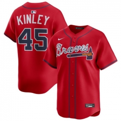Men Atlanta Braves Nike Alternate Limited Jersey Red Kinley Tyler 45